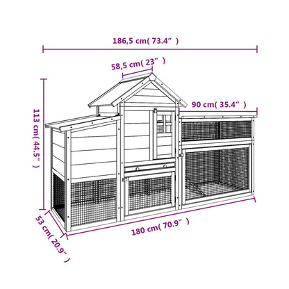 vidaXL Chicken Coop Brown 186,5x58,5x113 cm Solid Wood Pine