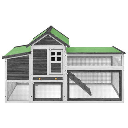 vidaXL Chicken Coop Grey 186.5x58.5x113 cm Solid Wood Pine
