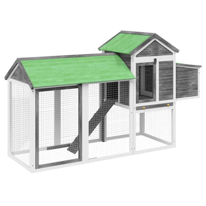 vidaXL Chicken Coop Grey 193x65x117 cm Solid Wood Pine