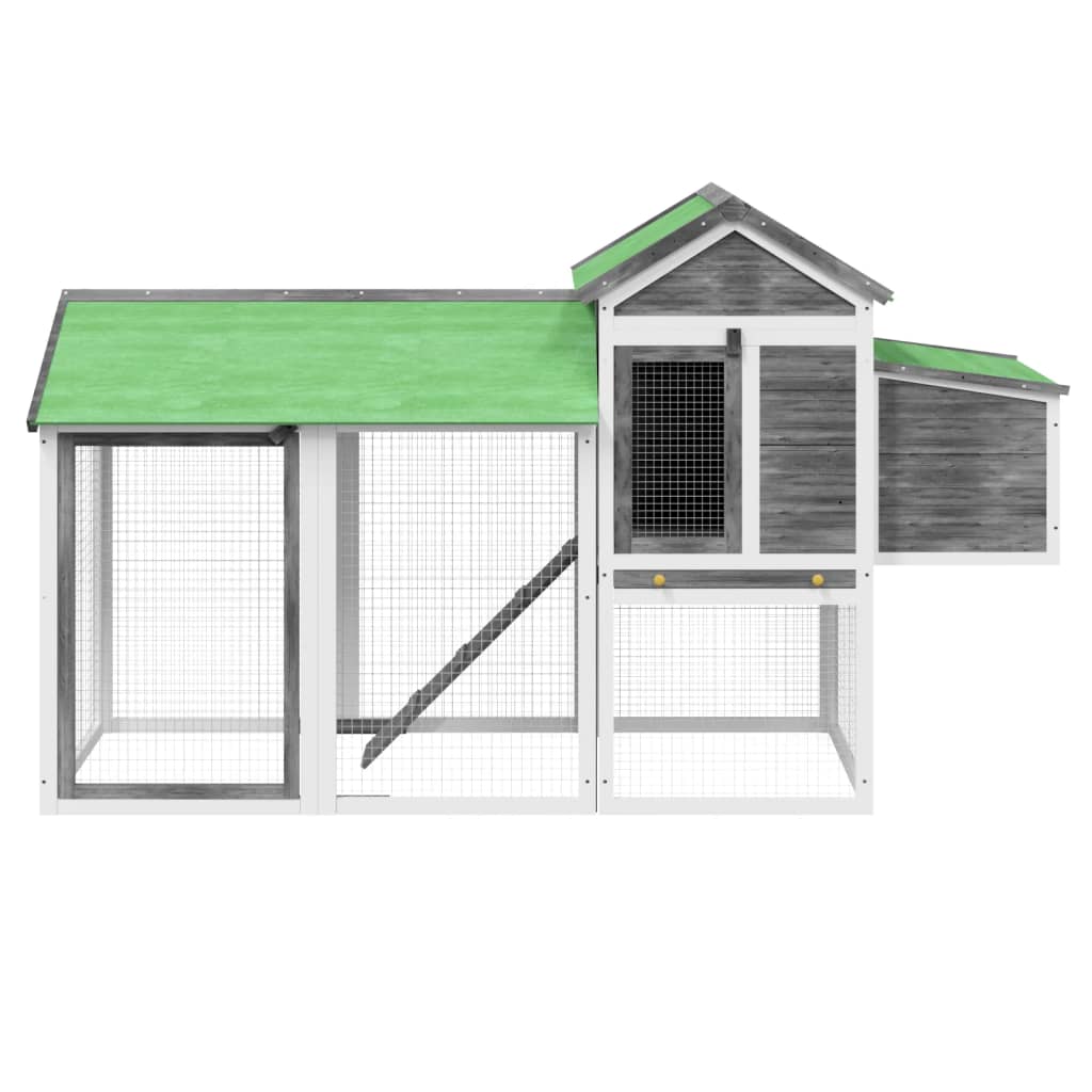 vidaXL Chicken Coop Grey 193x65x117 cm Solid Wood Pine