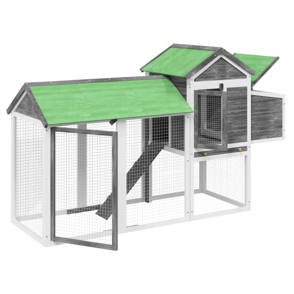 vidaXL Chicken Coop Grey 193x65x117 cm Solid Wood Pine