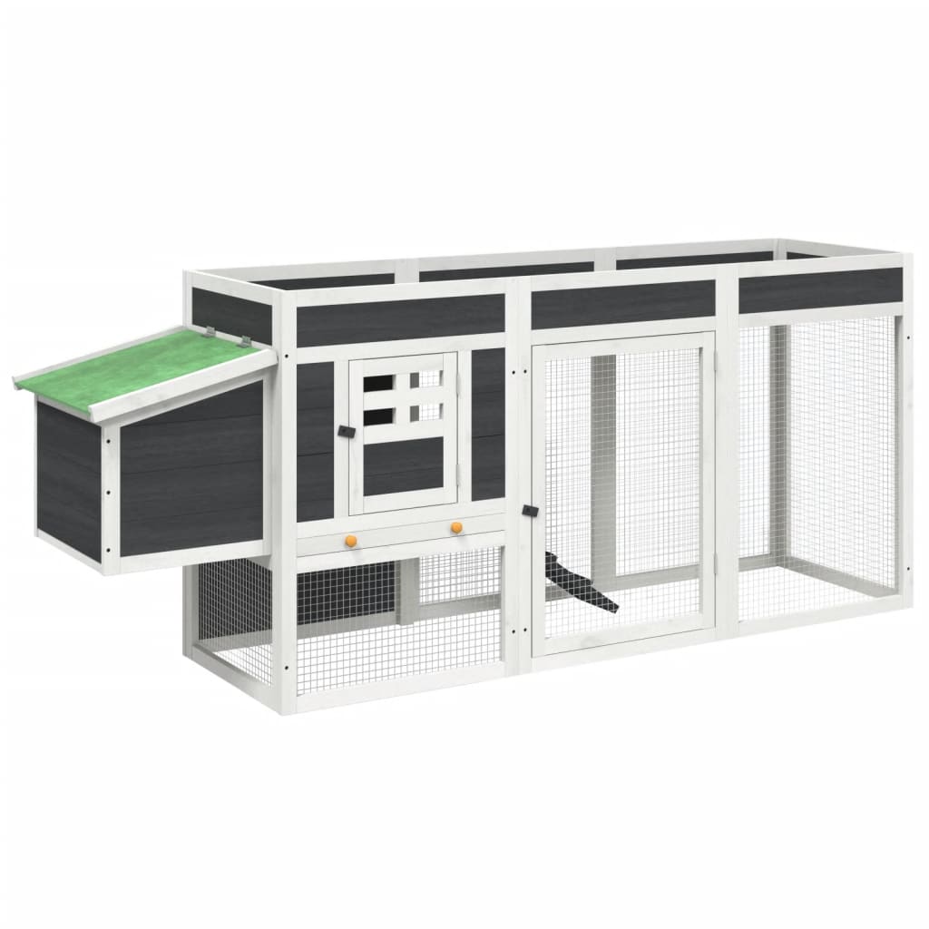 vidaXL Chicken Coop Grey 204x50x84 cm Solid Wood Pine