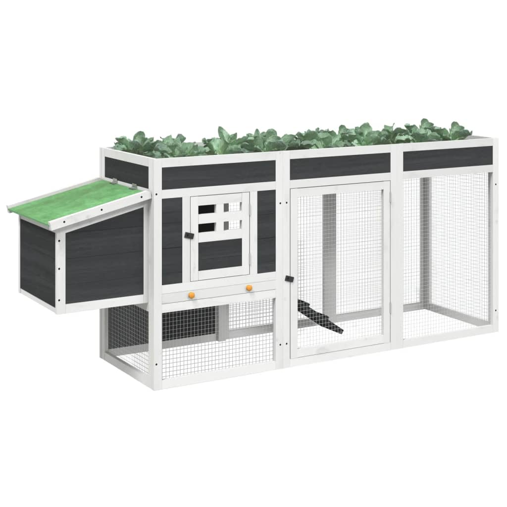 vidaXL Chicken Coop Grey 204x50x84 cm Solid Wood Pine