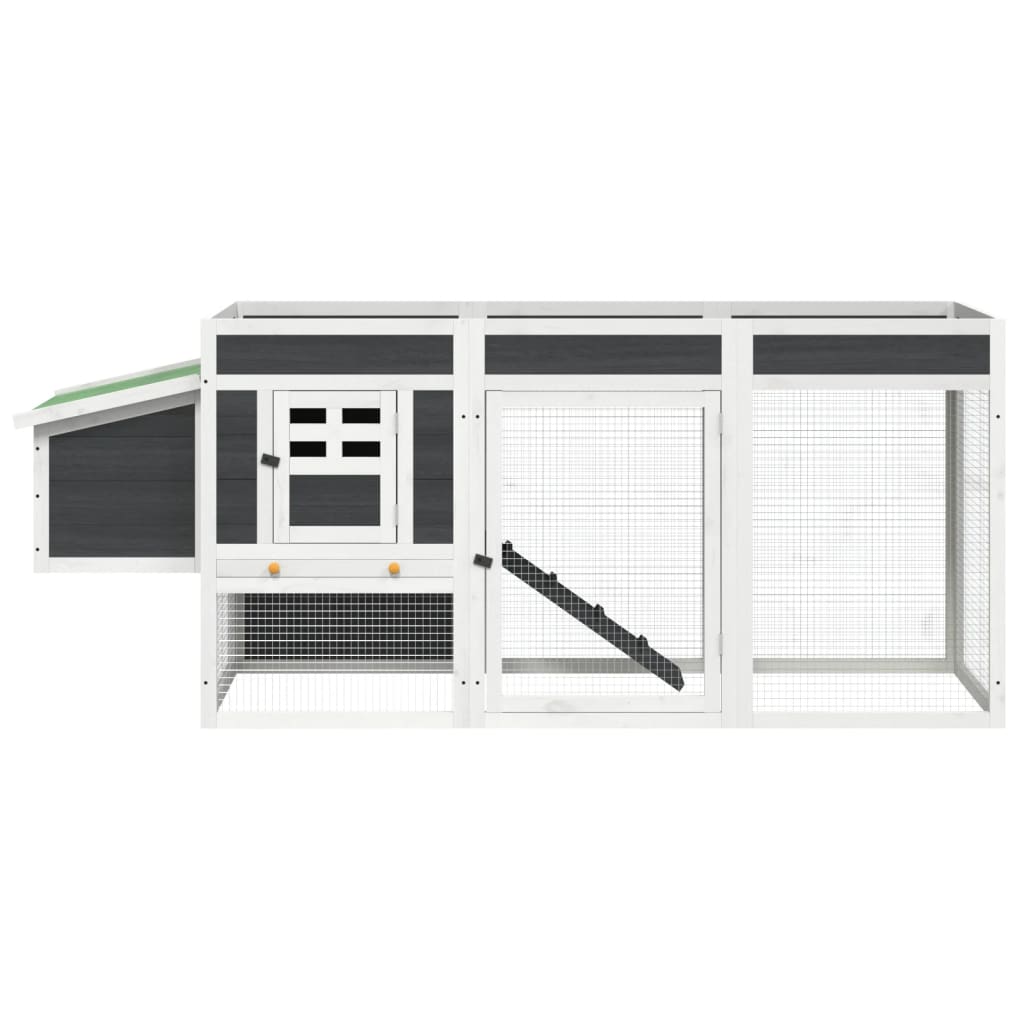 vidaXL Chicken Coop Grey 204x50x84 cm Solid Wood Pine
