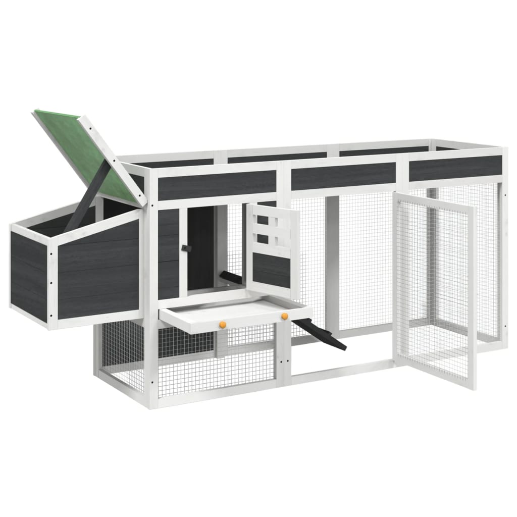 vidaXL Chicken Coop Grey 204x50x84 cm Solid Wood Pine