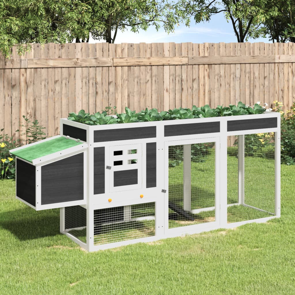 vidaXL Chicken Coop Grey 204x50x84 cm Solid Wood Pine