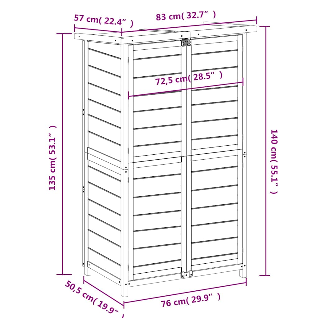vidaXL Garden Tool Shed Grey 83x57x140 cm Solid Wood Pine