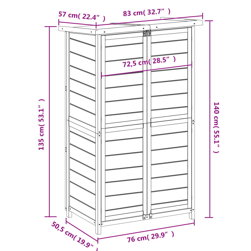 vidaXL Garden Tool Shed Mocha 83x57x140 cm Solid Wood Pine