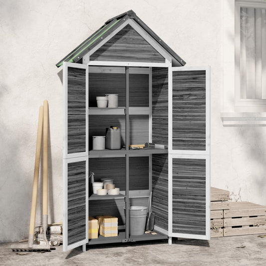 vidaXL Garden Tool Shed Grey 89x52,5x175 cm Solid Wood Pine
