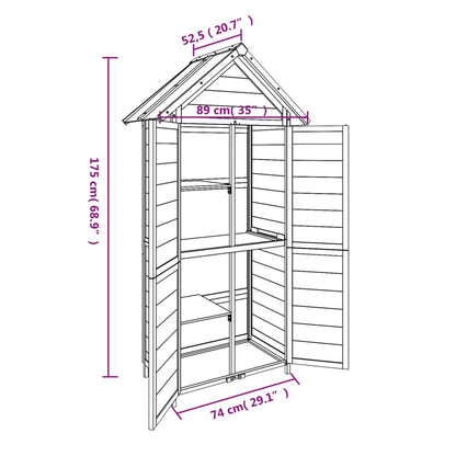 vidaXL Garden Tool Shed Mocha 89x52,5x175 cm Solid Wood Pine