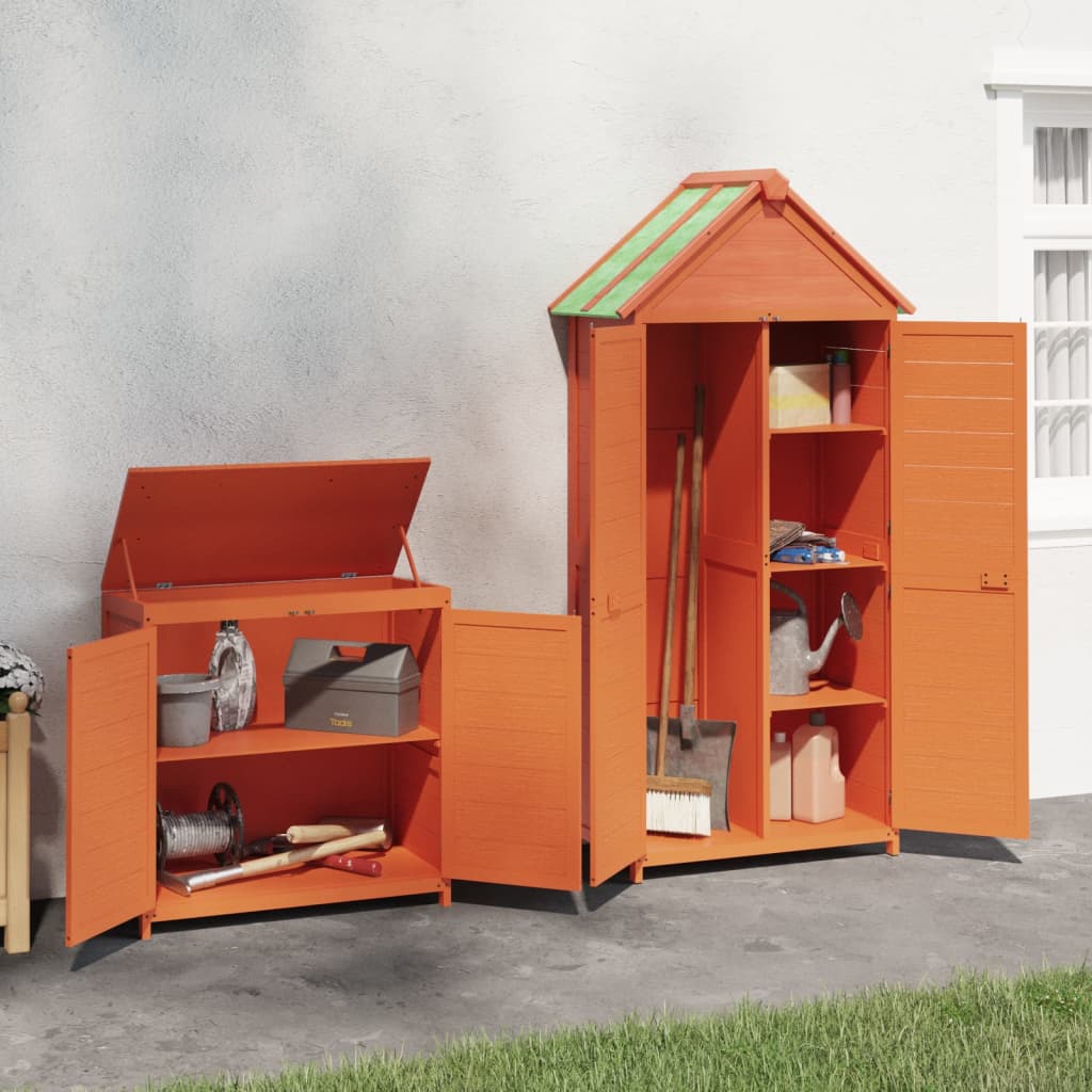 vidaXL 2 Piece Garden Tool Shed Set Brown Solid Wood Pine