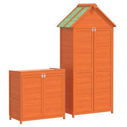 vidaXL 2 Piece Garden Tool Shed Set Brown Solid Wood Pine