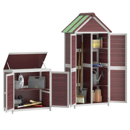 vidaXL 2 Piece Garden Tool Shed Set Mocha Solid Wood Pine