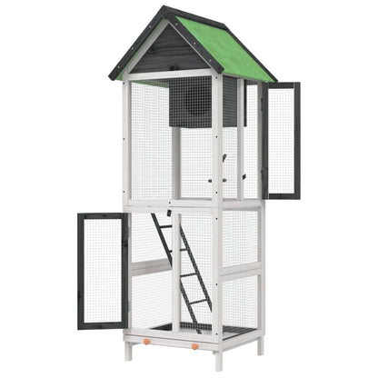 vidaXL Bird House Grey 60x58.5x160 cm Solid Wood Pine