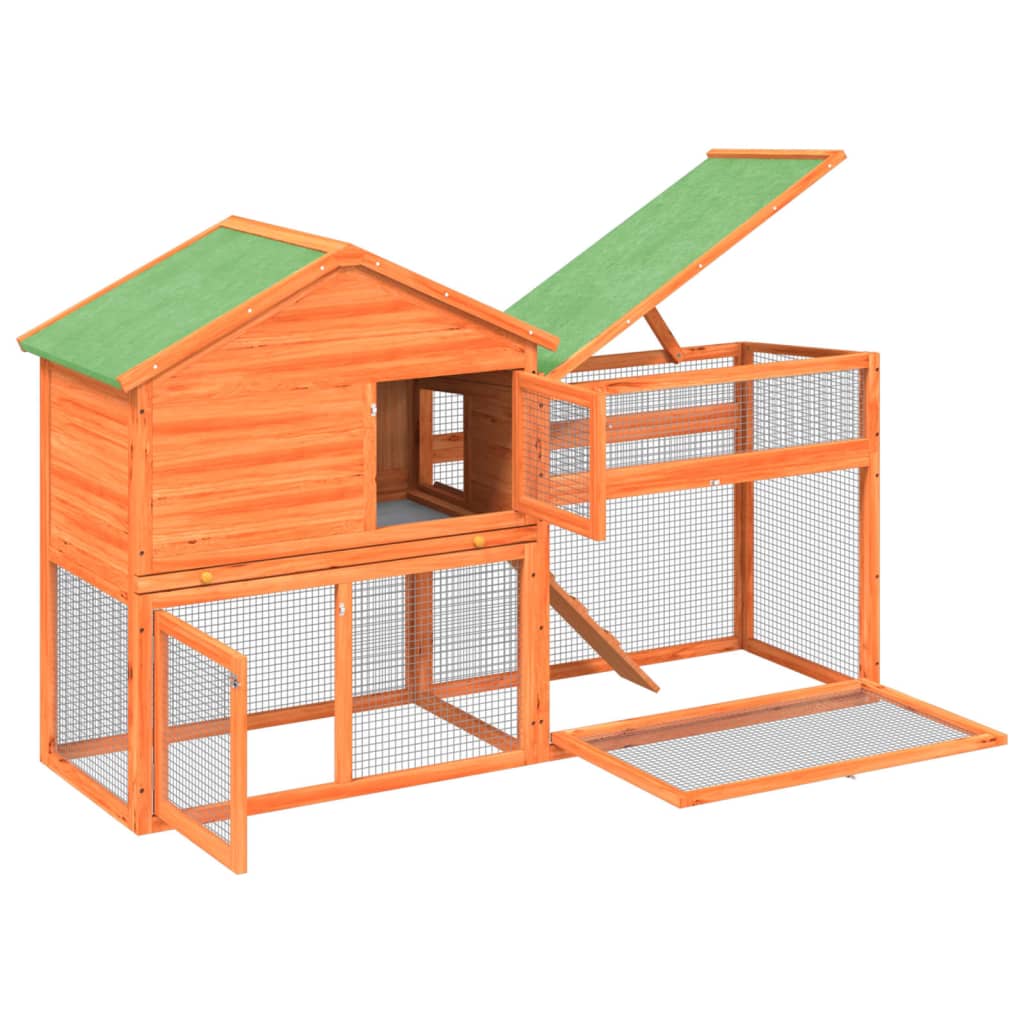vidaXL Rabbit Hutch Brown 185.5x60.5x109.5 cm Solid Wood Pine