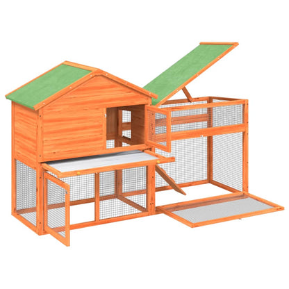 vidaXL Rabbit Hutch Brown 185.5x60.5x109.5 cm Solid Wood Pine