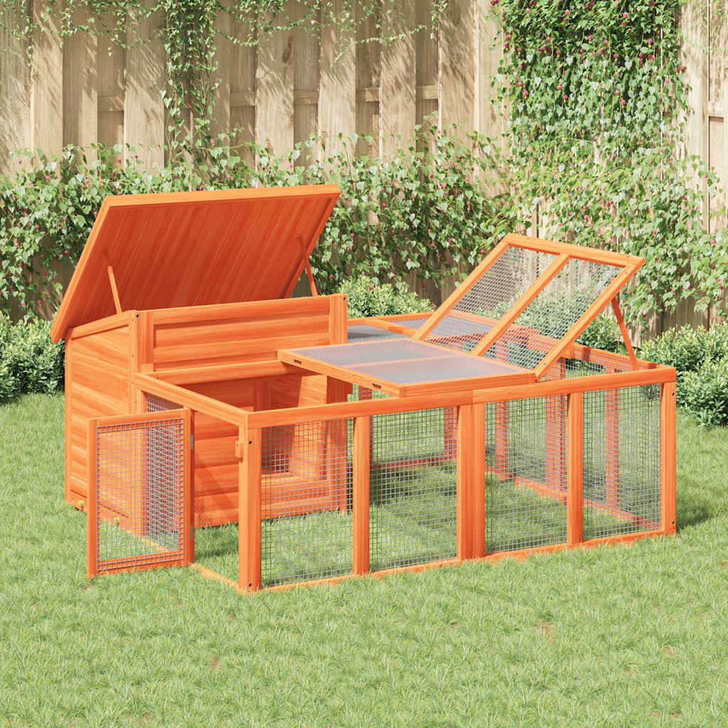 vidaXL Rabbit Hutch Brown 144x123x67.5 cm Solid Wood Pine