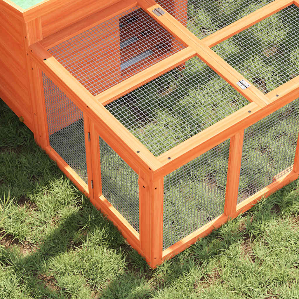 vidaXL Rabbit Hutch Brown 144x123x67.5 cm Solid Wood Pine