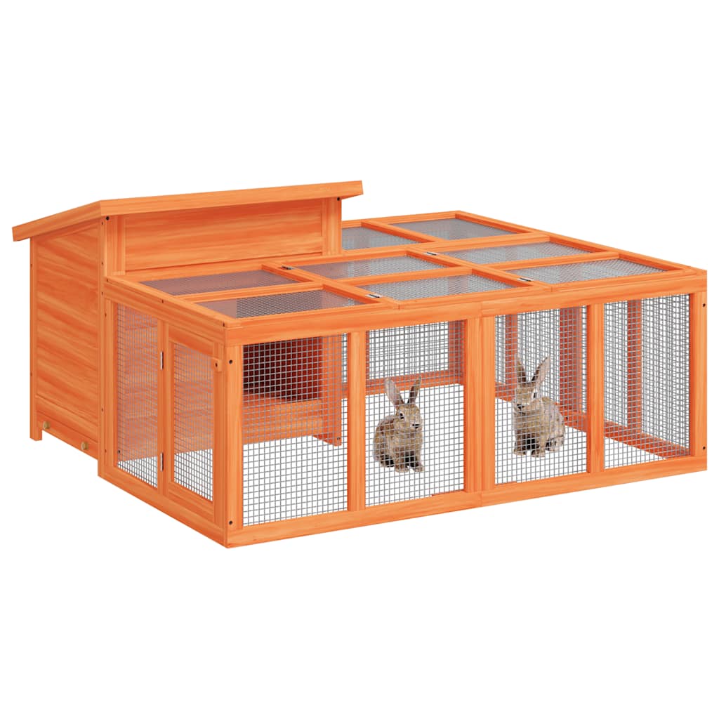 vidaXL Rabbit Hutch Brown 144x123x67.5 cm Solid Wood Pine