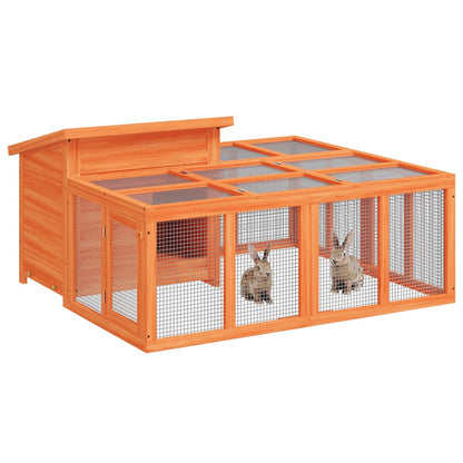 vidaXL Rabbit Hutch Brown 144x123x67.5 cm Solid Wood Pine