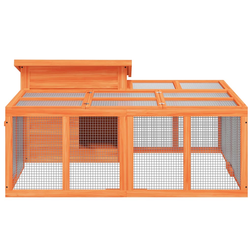 vidaXL Rabbit Hutch Brown 144x123x67.5 cm Solid Wood Pine
