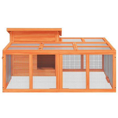 vidaXL Rabbit Hutch Brown 144x123x67.5 cm Solid Wood Pine