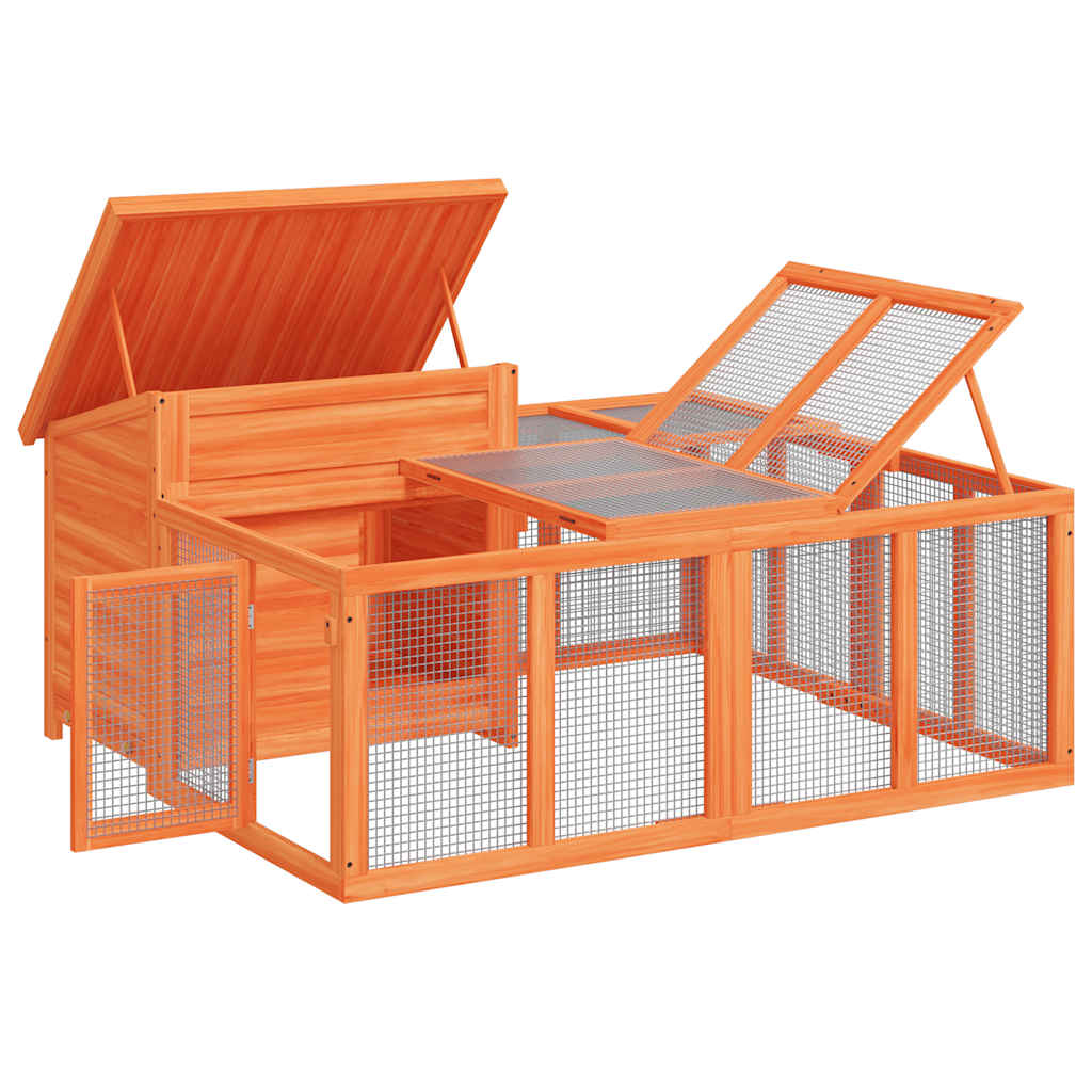 vidaXL Rabbit Hutch Brown 144x123x67.5 cm Solid Wood Pine