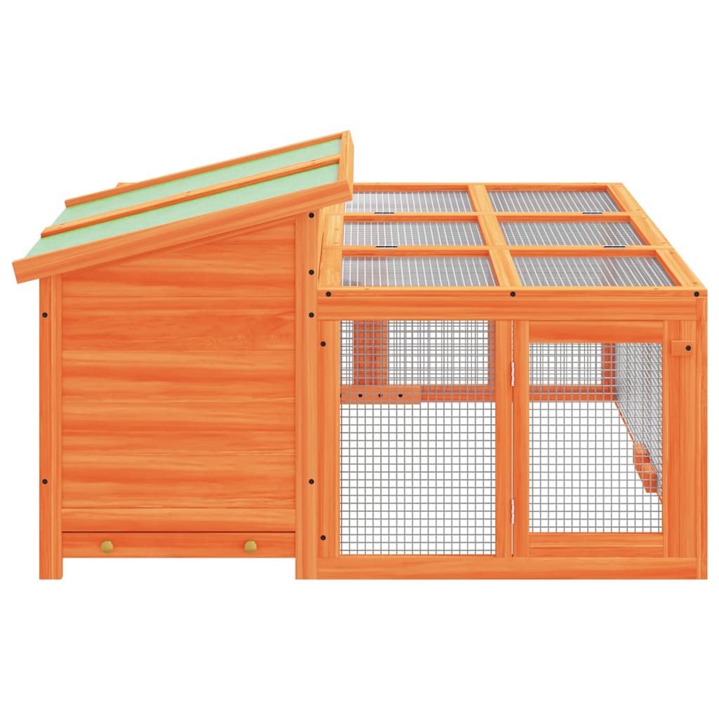 vidaXL Rabbit Hutch Brown 144x123x67,5 cm Solid Wood Pine