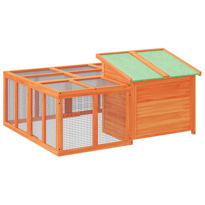 vidaXL Rabbit Hutch Brown 144x123x67.5 cm Solid Wood Pine