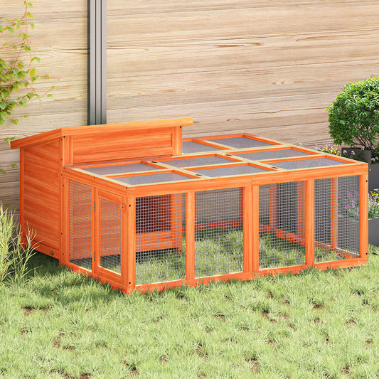 vidaXL Rabbit Hutch Brown 144x123x67.5 cm Solid Wood Pine