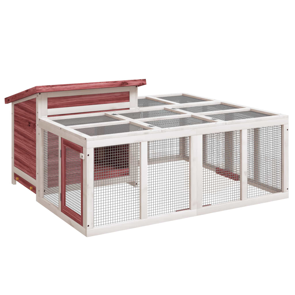 vidaXL Rabbit Hutch Mocha 144x123x67.5 cm Solid Wood Pine