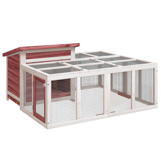 vidaXL Rabbit Hutch Mocha 144x123x67.5 cm Solid Wood Pine