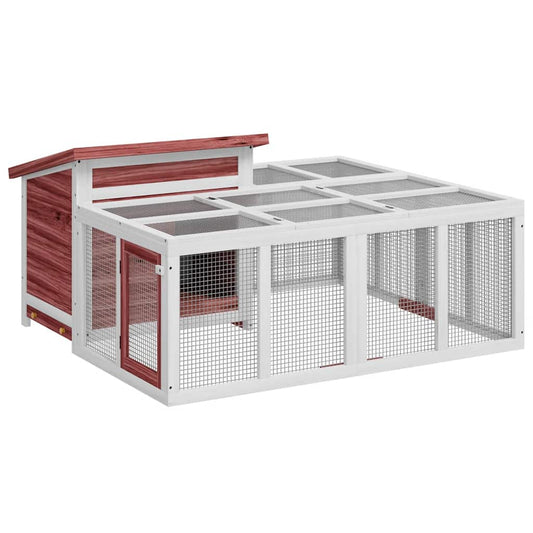 vidaXL Rabbit Hutch Mocha 144x123x67.5 cm Solid Wood Pine