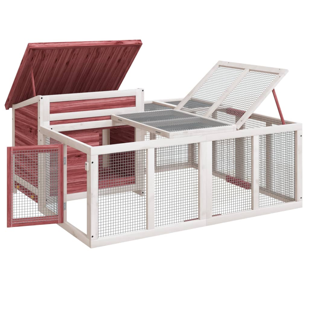 vidaXL Rabbit Hutch Mocha 144x123x67.5 cm Solid Wood Pine