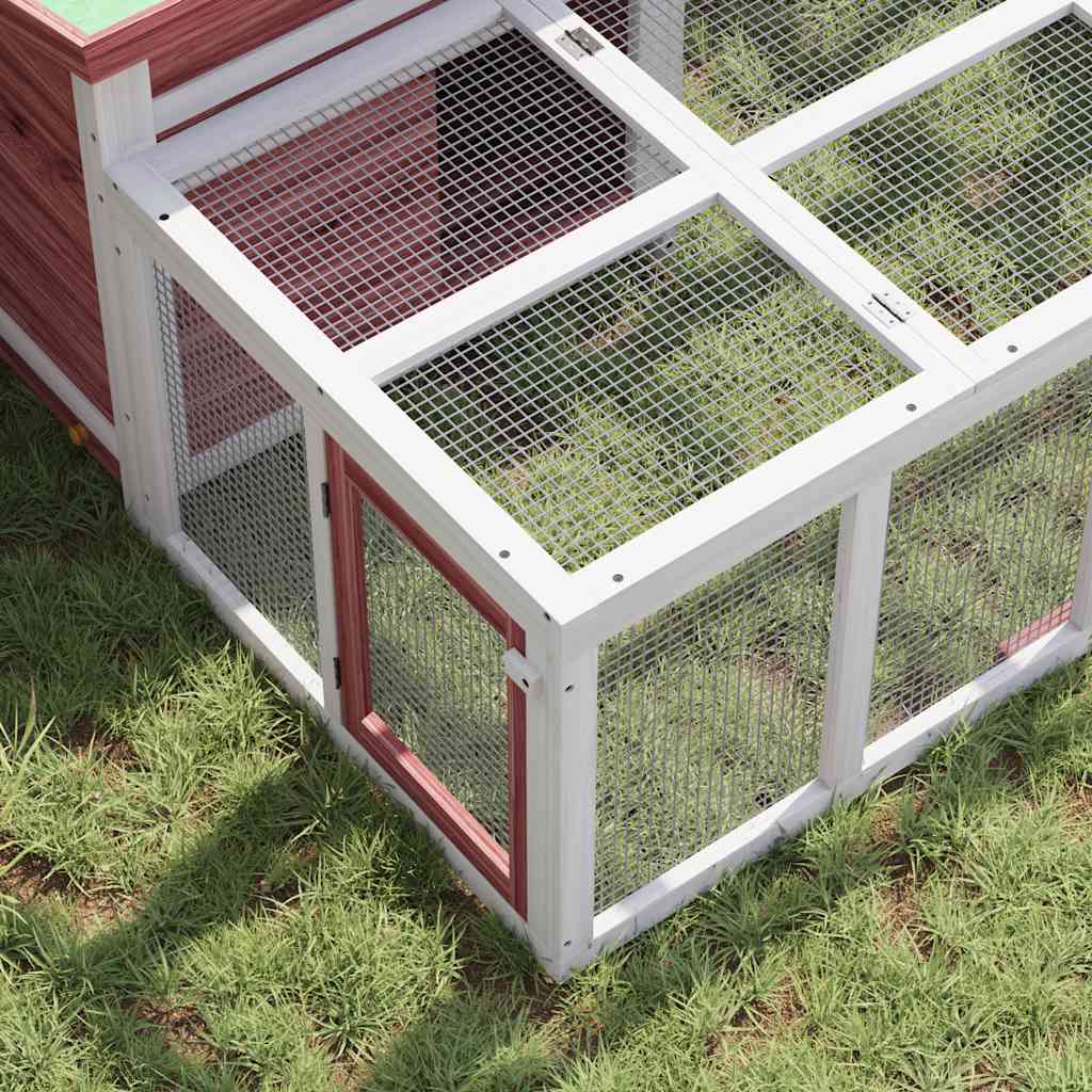 vidaXL Rabbit Hutch Mocha 144x123x67.5 cm Solid Wood Pine
