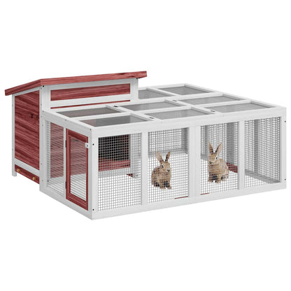 vidaXL Rabbit Hutch Mocha 144x123x67.5 cm Solid Wood Pine