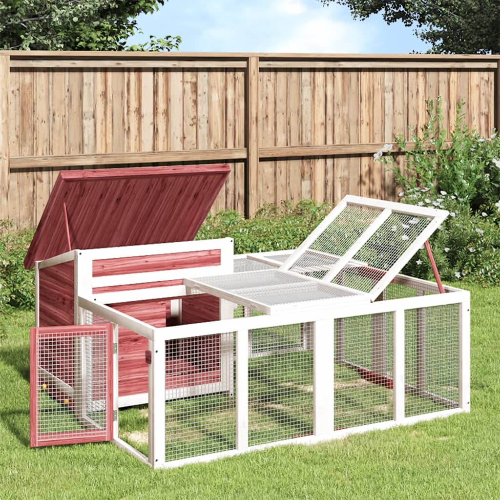 vidaXL Rabbit Hutch Mocha 144x123x67.5 cm Solid Wood Pine