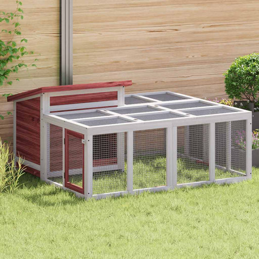 vidaXL Rabbit Hutch Mocha 144x123x67.5 cm Solid Wood Pine