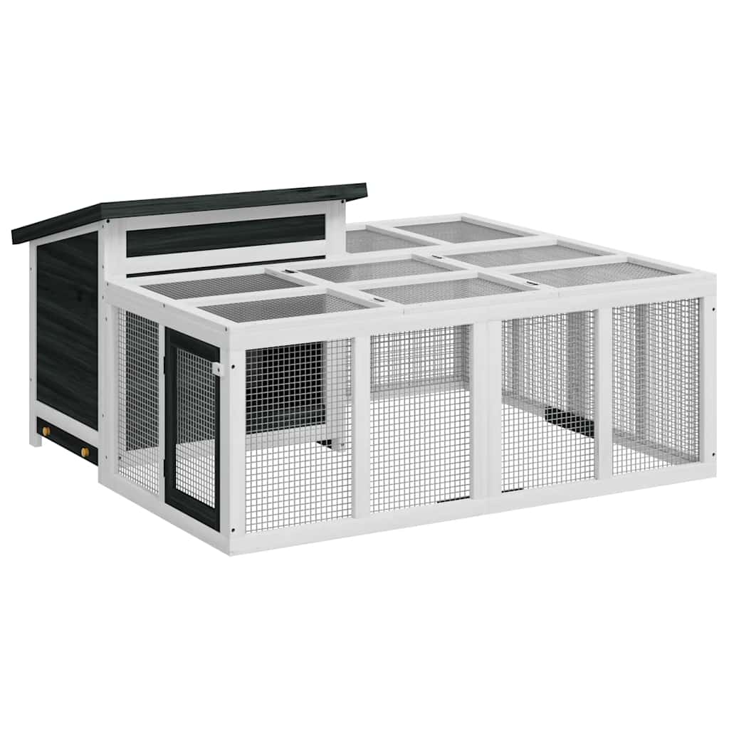vidaXL Rabbit Hutch Grey 144x123x67.5 cm Solid Wood Pine