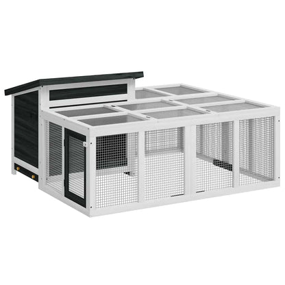 vidaXL Rabbit Hutch Grey 144x123x67.5 cm Solid Wood Pine