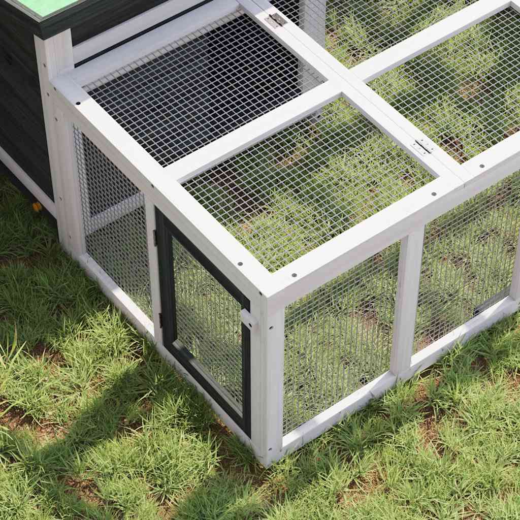 vidaXL Rabbit Hutch Grey 144x123x67.5 cm Solid Wood Pine
