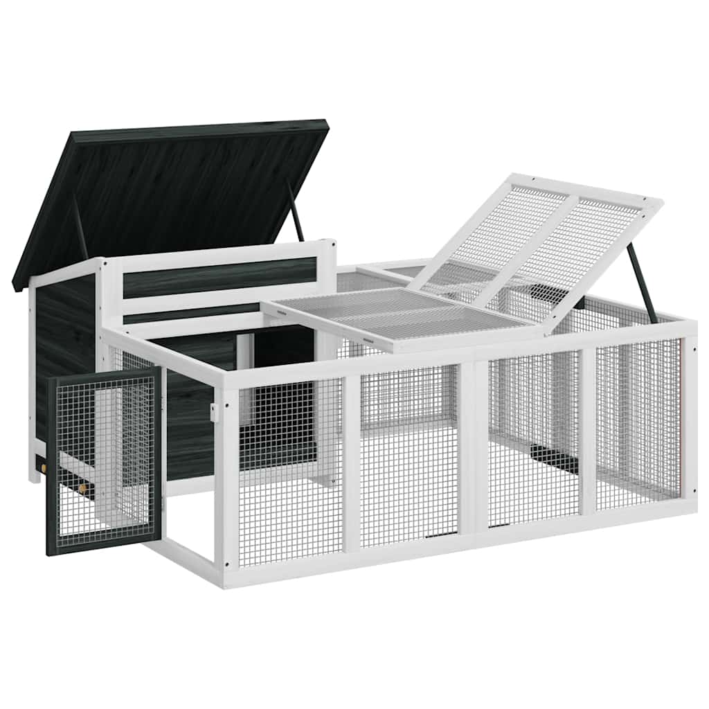 vidaXL Rabbit Hutch Grey 144x123x67.5 cm Solid Wood Pine