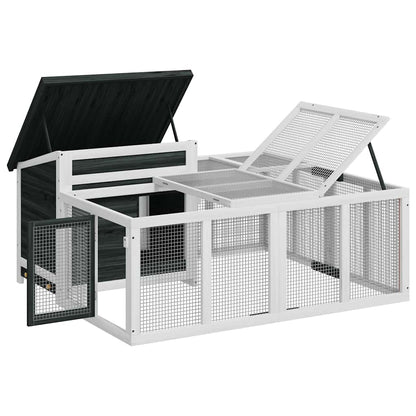 vidaXL Rabbit Hutch Grey 144x123x67.5 cm Solid Wood Pine