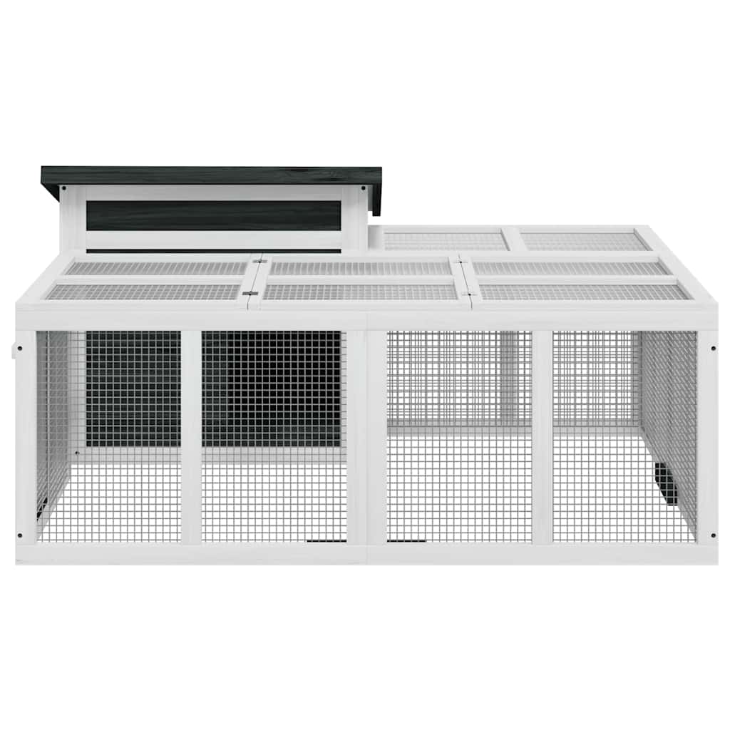vidaXL Rabbit Hutch Grey 144x123x67.5 cm Solid Wood Pine