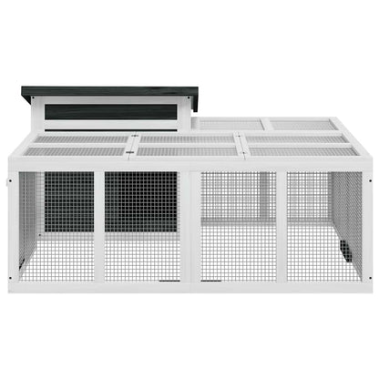 vidaXL Rabbit Hutch Grey 144x123x67.5 cm Solid Wood Pine