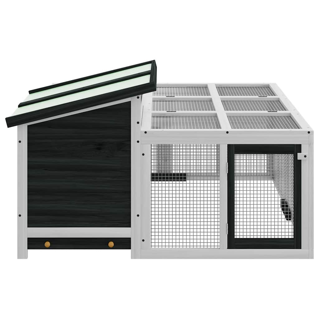 vidaXL Rabbit Hutch Grey 144x123x67.5 cm Solid Wood Pine