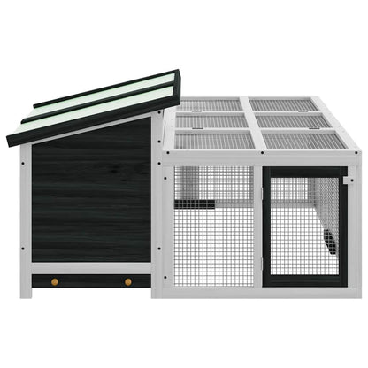 vidaXL Rabbit Hutch Grey 144x123x67.5 cm Solid Wood Pine