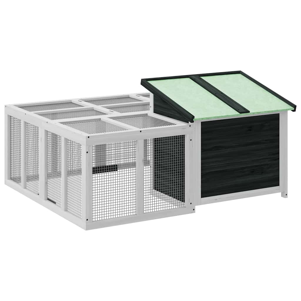 vidaXL Rabbit Hutch Grey 144x123x67,5 cm Solid Wood Pine