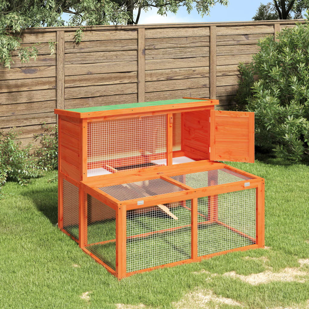 vidaXL Rabbit Hutch Brown 102x90x84,5 cm Solid Wood Pine