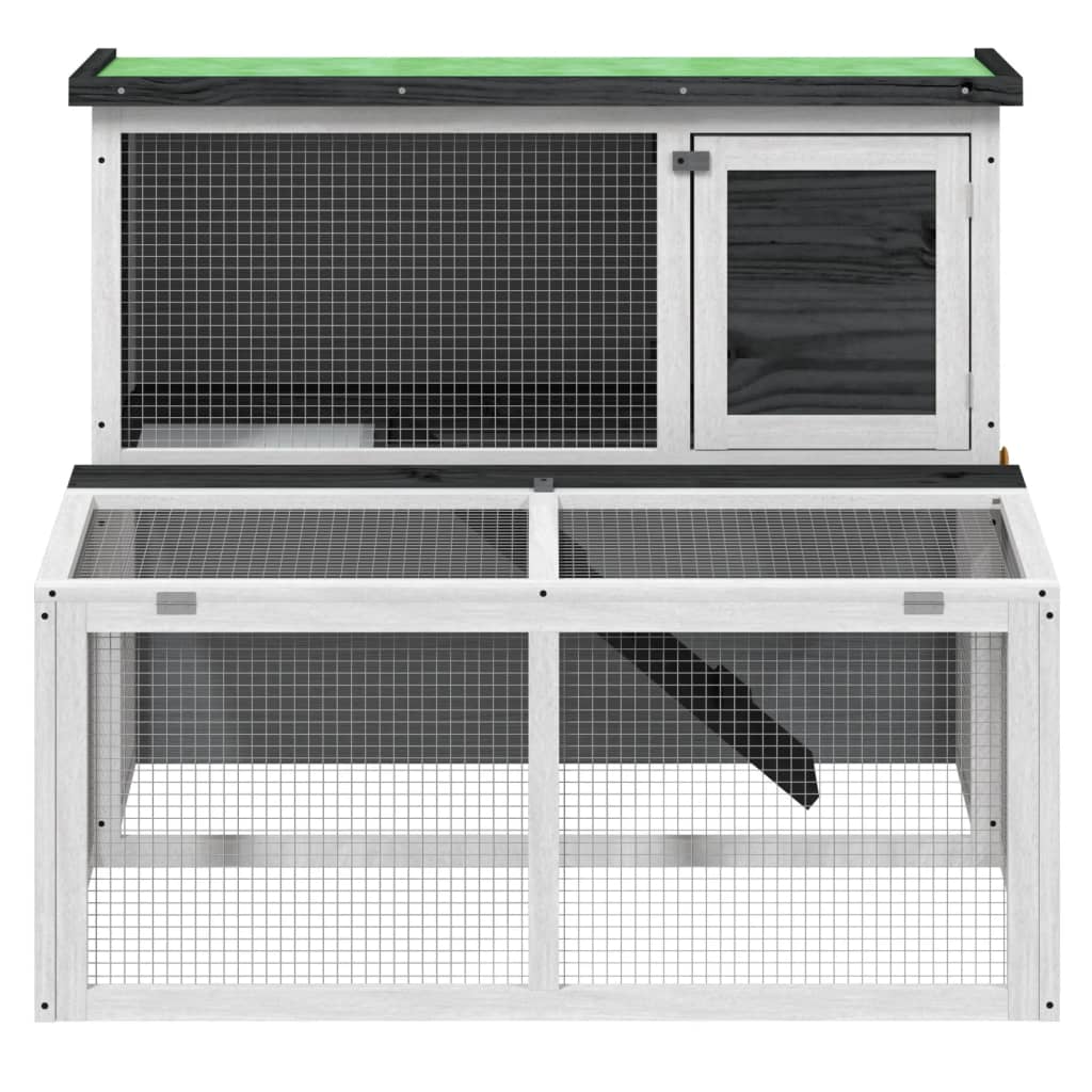 vidaXL Rabbit Hutch Grey 102x90x84.5 cm Solid Wood Pine